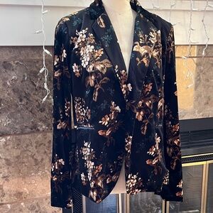 Cynthia Rowley Floral Velvet Women's Blazer Size Large
